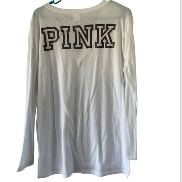 Pink Long Sleeve V Neck with Rhinestones and Sparkle Logo - Picture 3 of 4